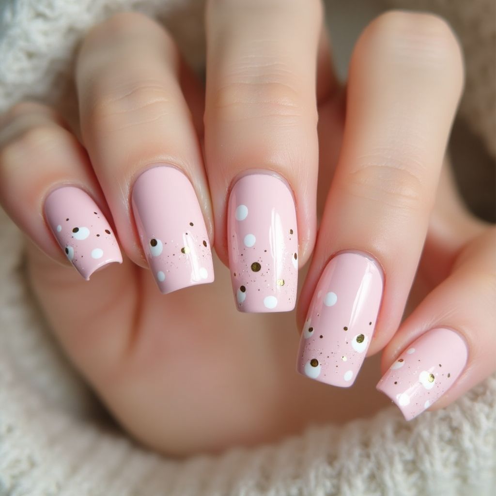 Baby Pink Dotting Nail Design