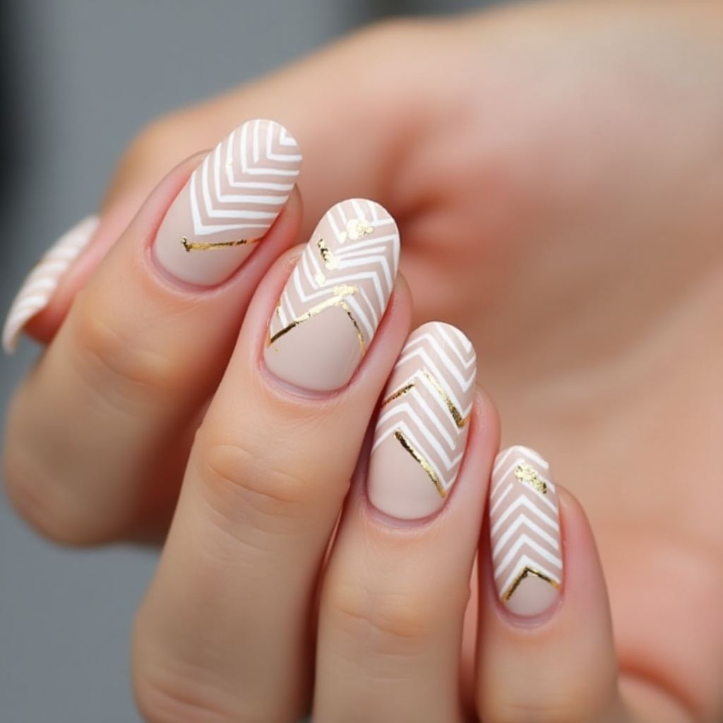 Nude Stripes And Lines Nail Design