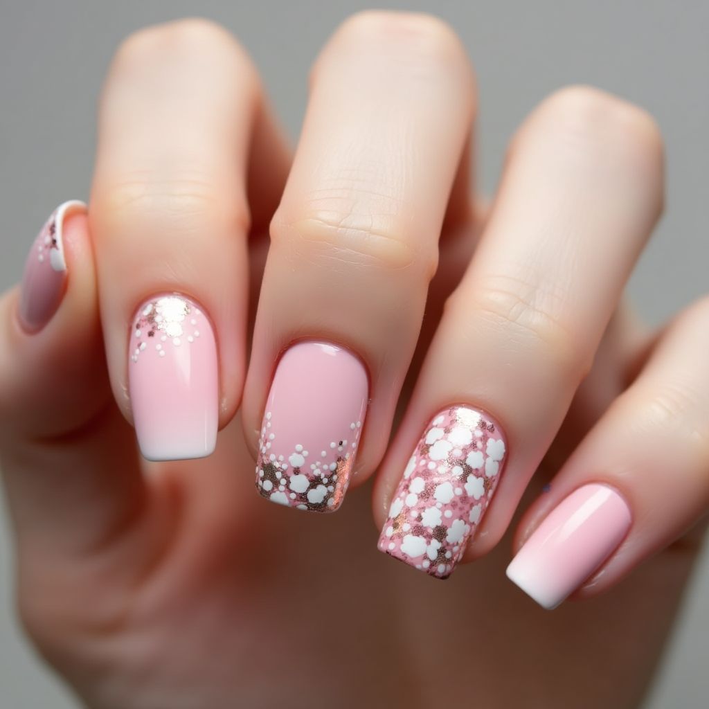 Baby Pink Freehand Art Nail Design