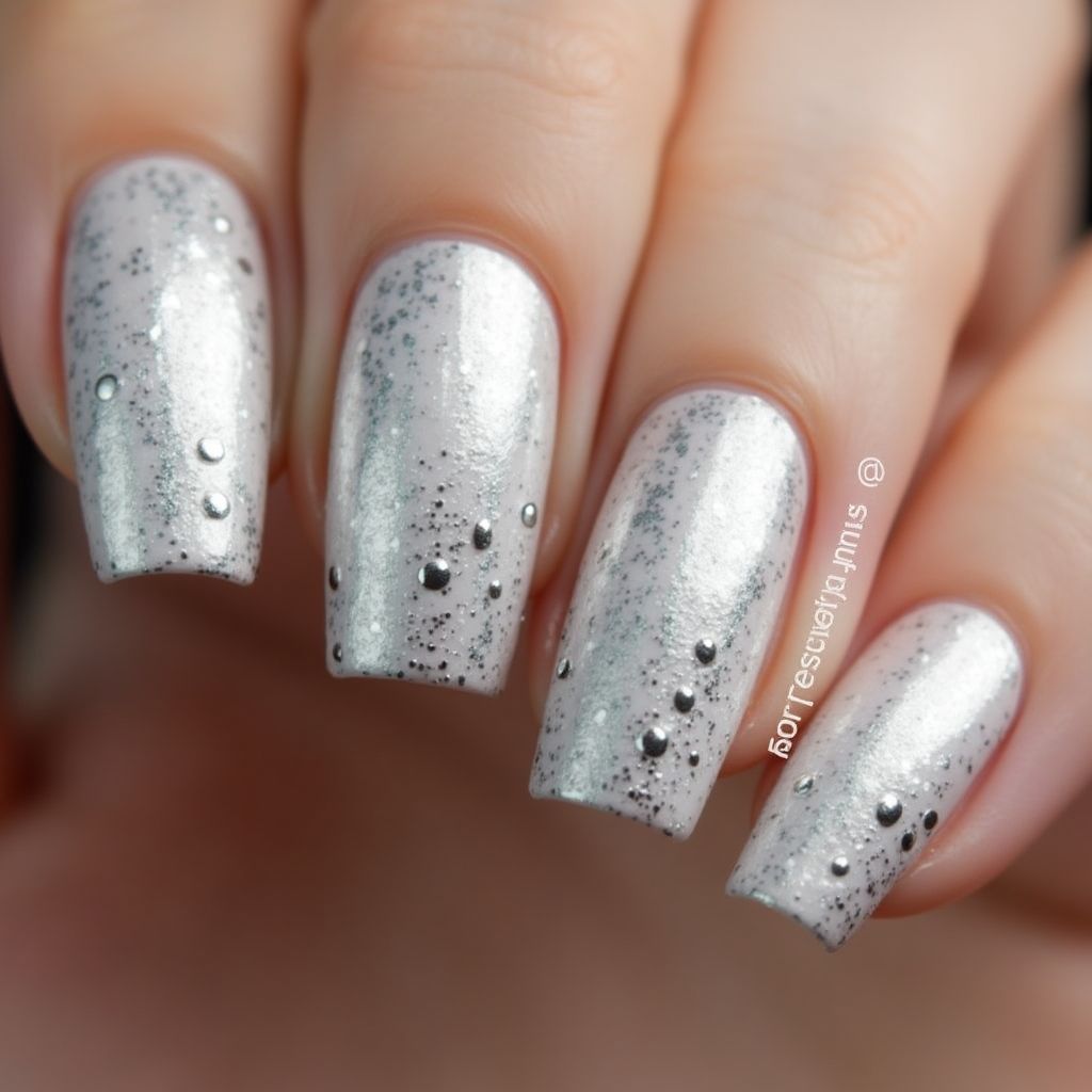 Silver Dotting Nail Design