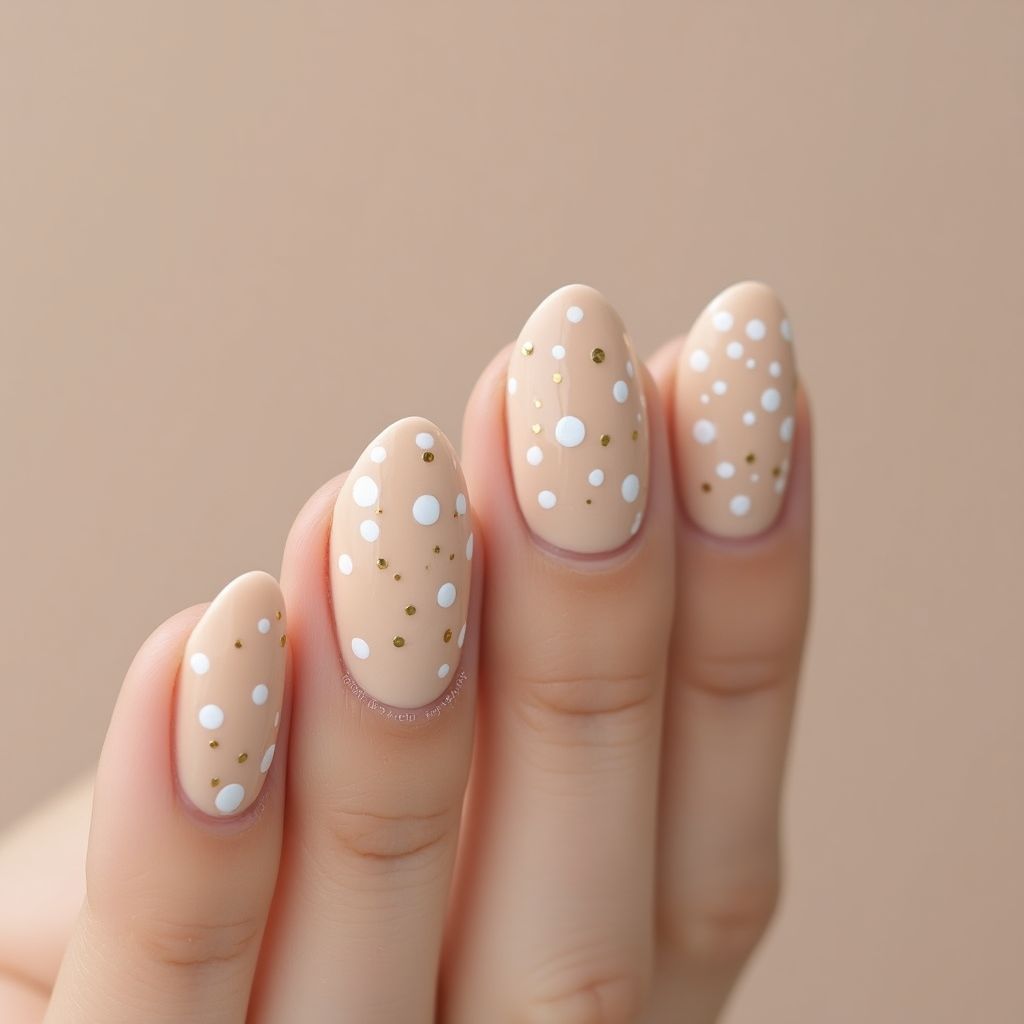 Nude Dotting Nail Design