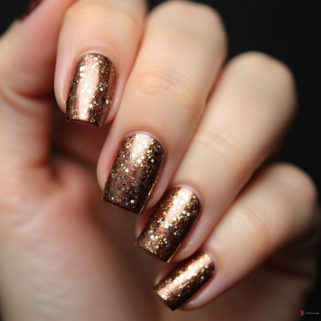 Bronze Dotting Nail Design