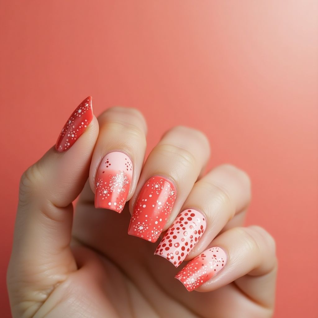 Coral Dotting Nail Design
