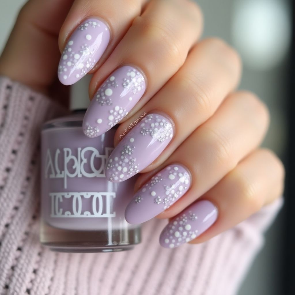 Lilac Dotting Nail Design