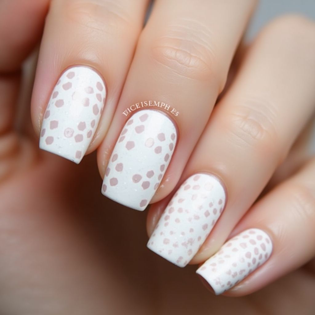 White Dotting Nail Design