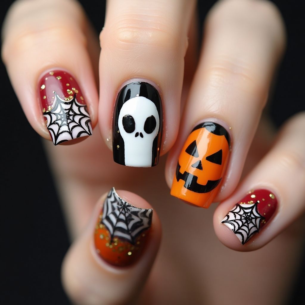 Halloween Poly Gel Nail Design