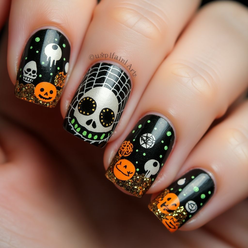 Halloween Wax Pencils Nail Design