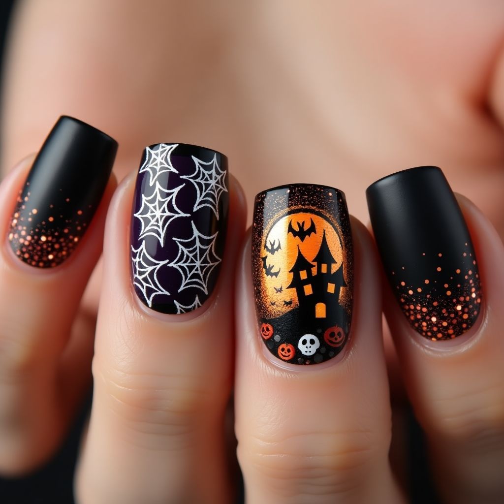Halloween Rhinestones Nail Design