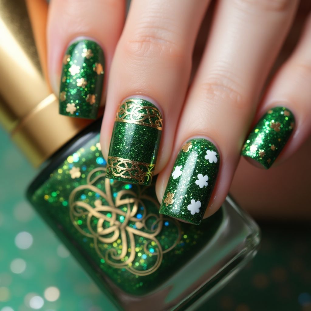 St Patrick's Day Base Coat Nail Design
