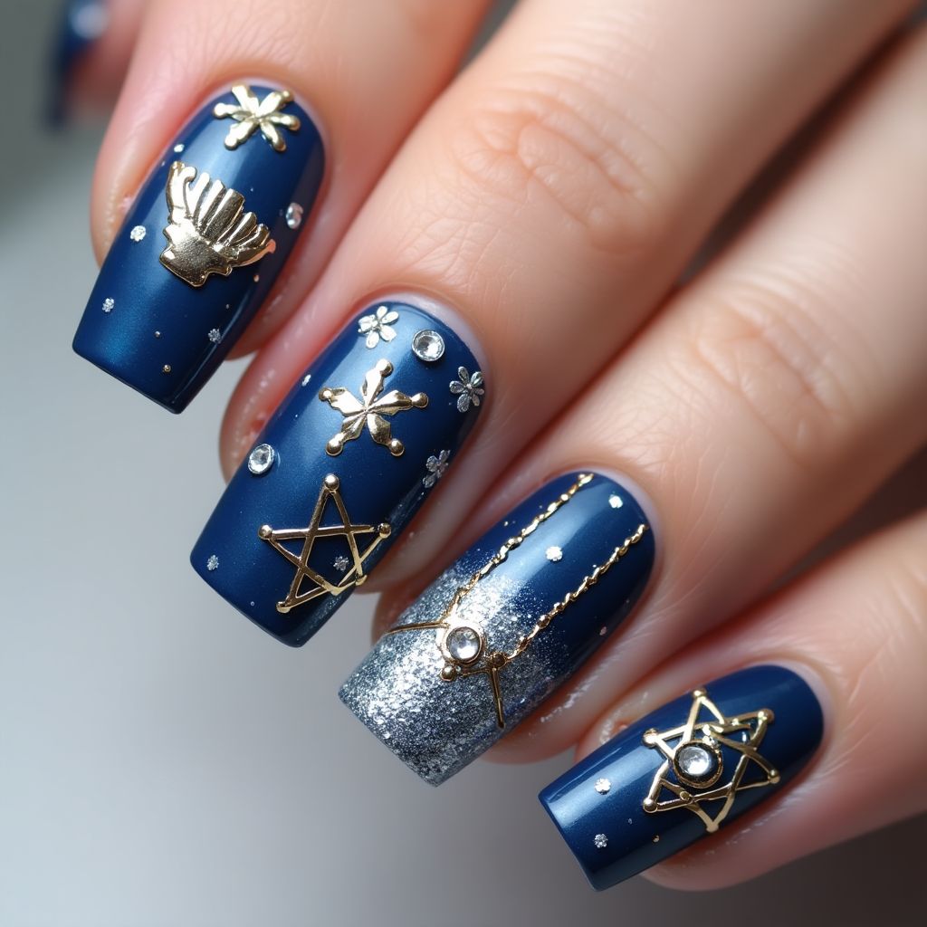 Hanukkah 3d Nail Decor Nail Design