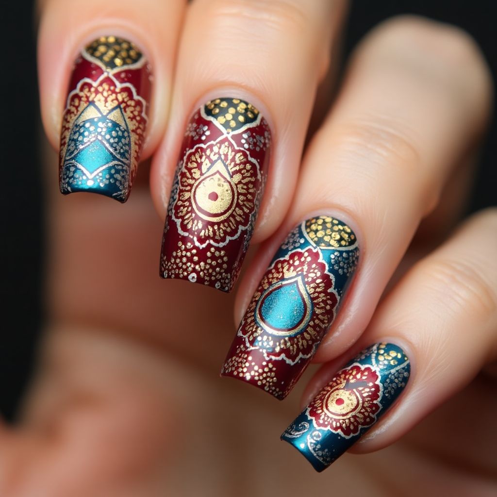 Diwali Specialty Powders Nail Design