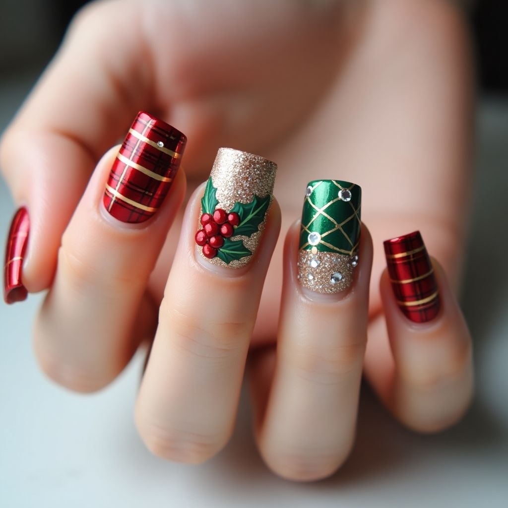 Christmas Orangewood Sticks Nail Design