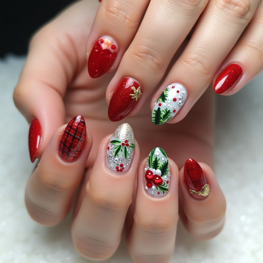 Christmas Acrylic Colors Nail Design