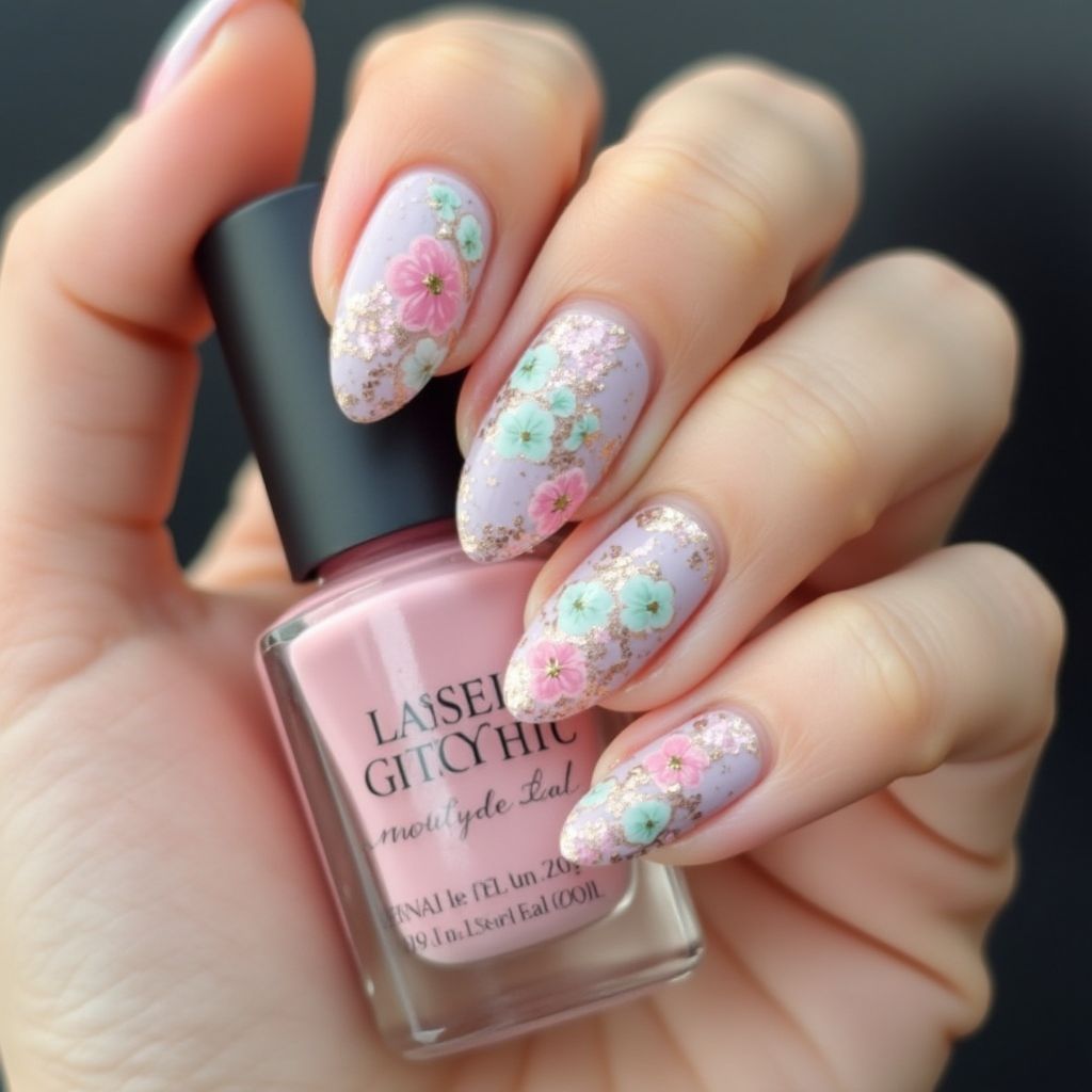 Mother's Day Builder Gel Nail Design