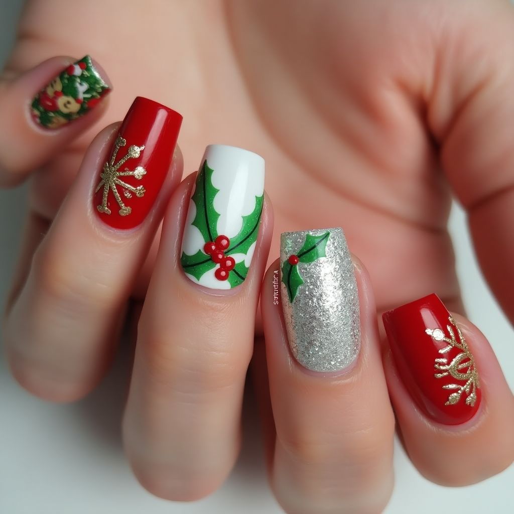 Christmas Wax Pencils Nail Design
