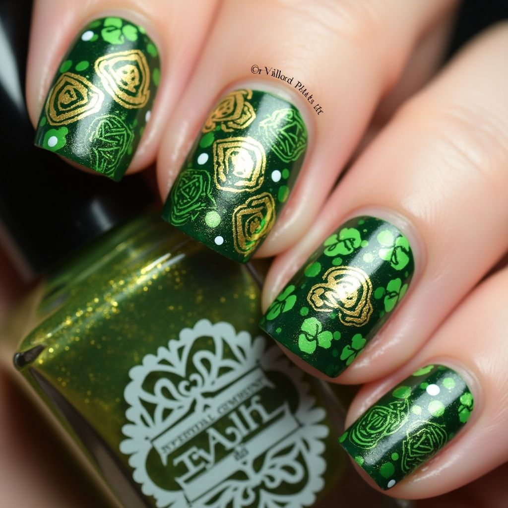 St Patrick's Day Stamping Plates Nail Design