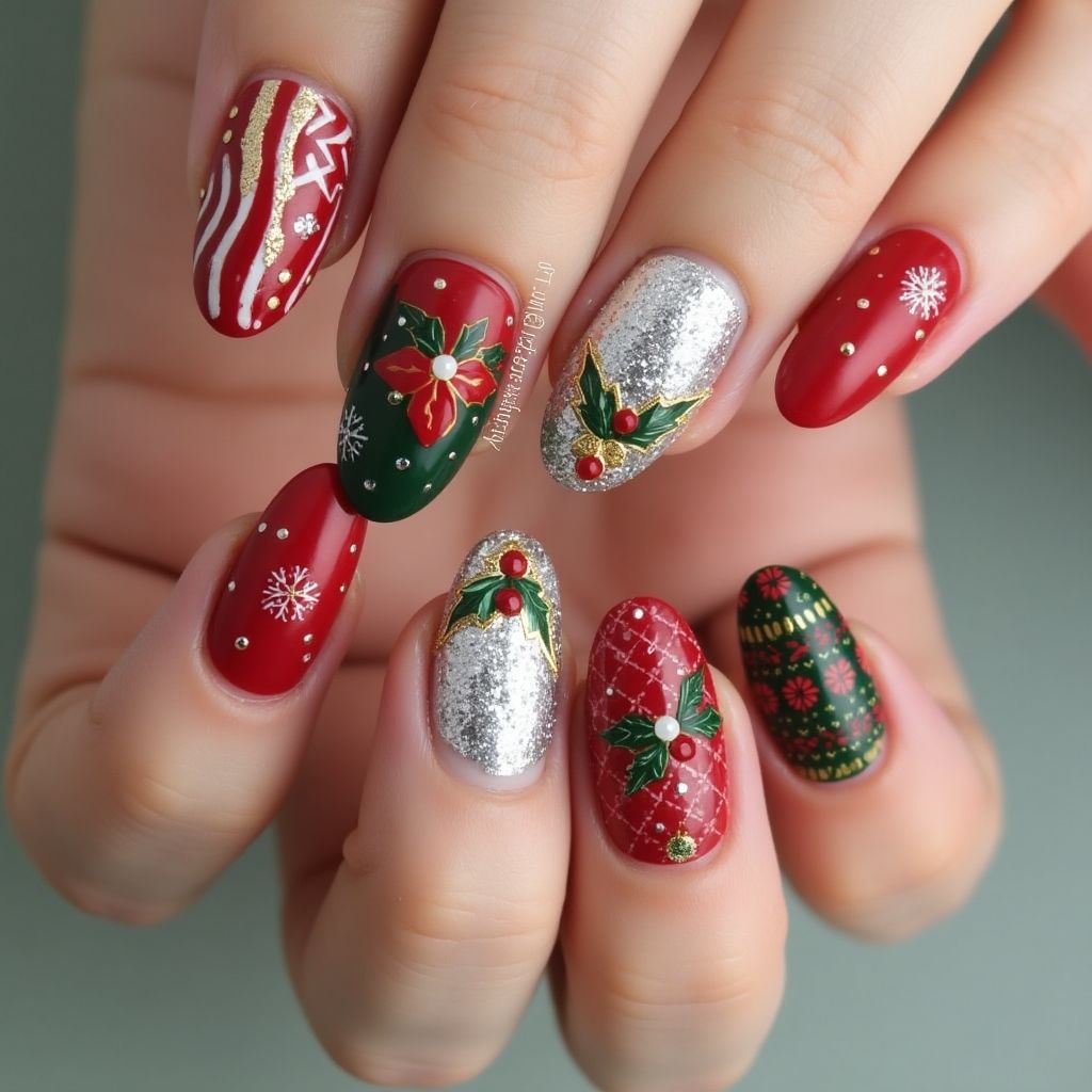 Christmas Builder Gel Nail Design