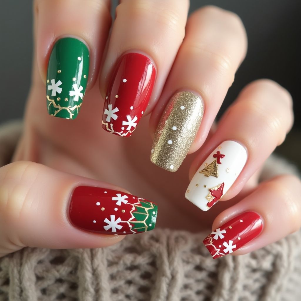 Christmas Skin Barriers Nail Design