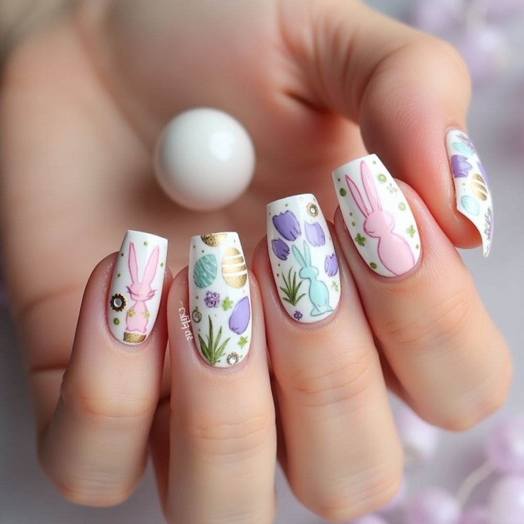Easter Poly Gel Nail Design
