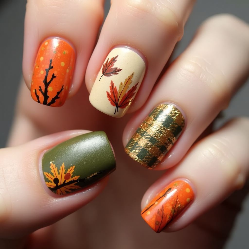 Thanksgiving Wax Pencils Nail Design