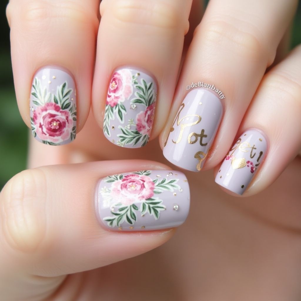 Mother's Day Stamping Plates Nail Design