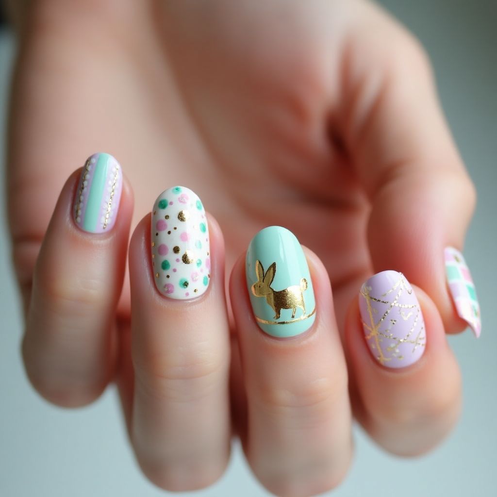 Easter Base Coat Nail Design