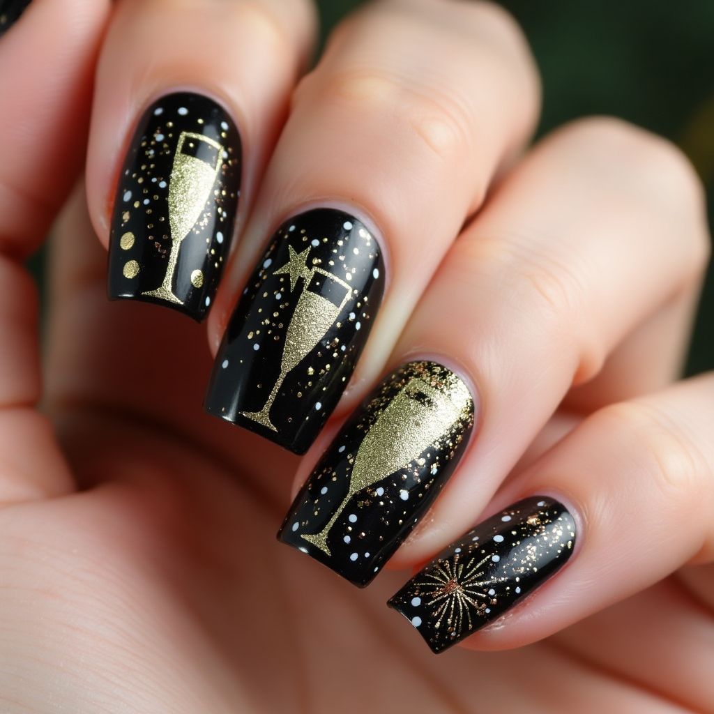 New Year Toothpicks Nail Design