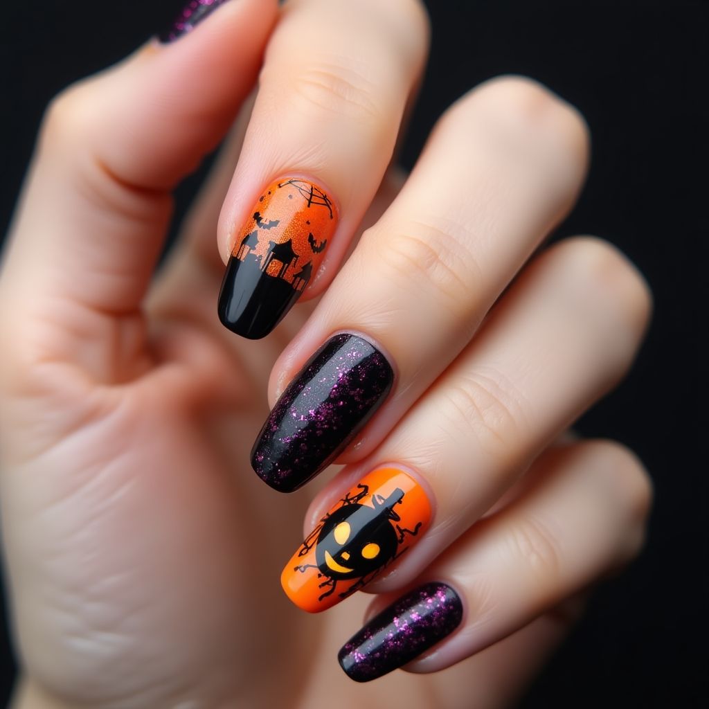 Halloween Color Changing Polish Nail Design