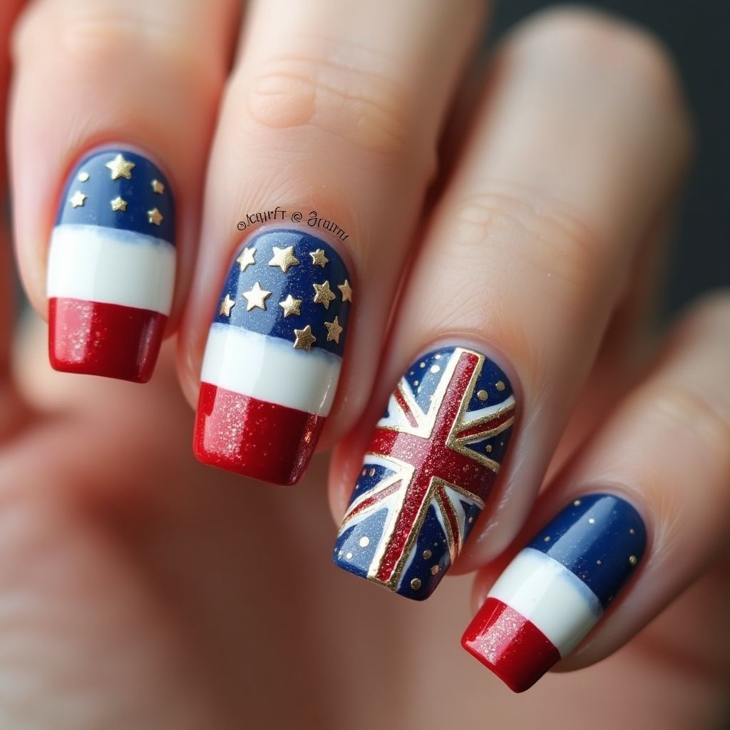 Labor Day Caviar Beads Nail Design