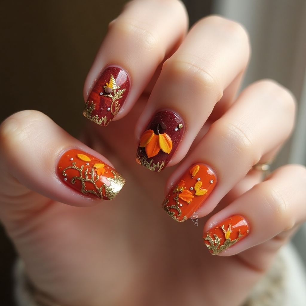 Thanksgiving Top Coat Nail Design