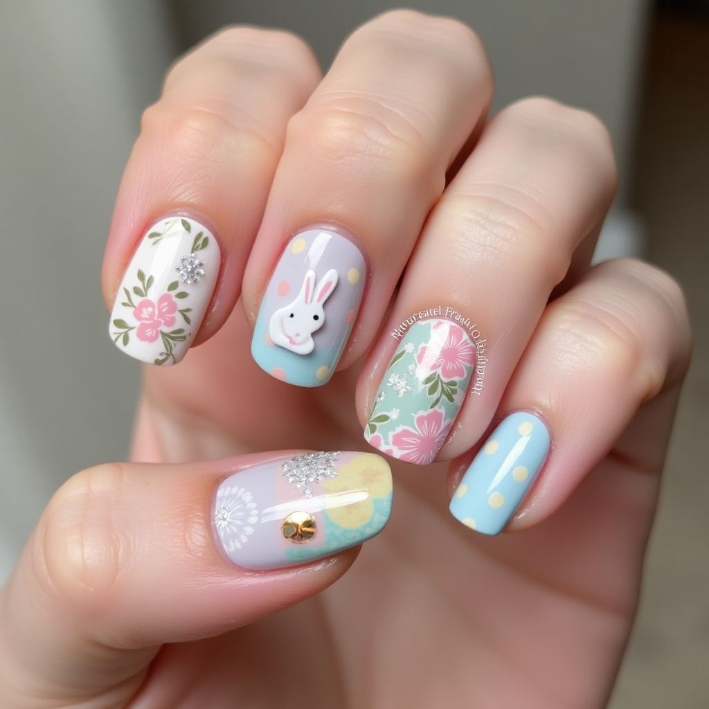 Easter Acrylic Powder Nail Design