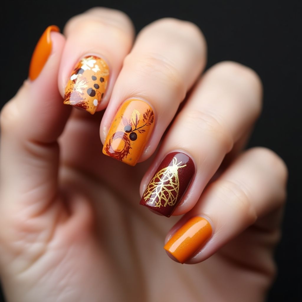 Thanksgiving Builder Gel Nail Design