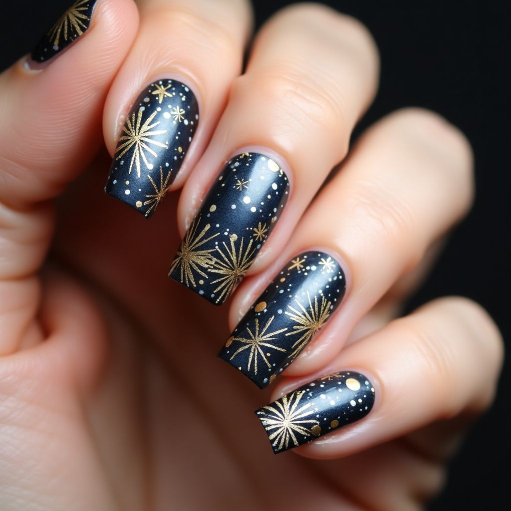 New Year Wax Pencils Nail Design