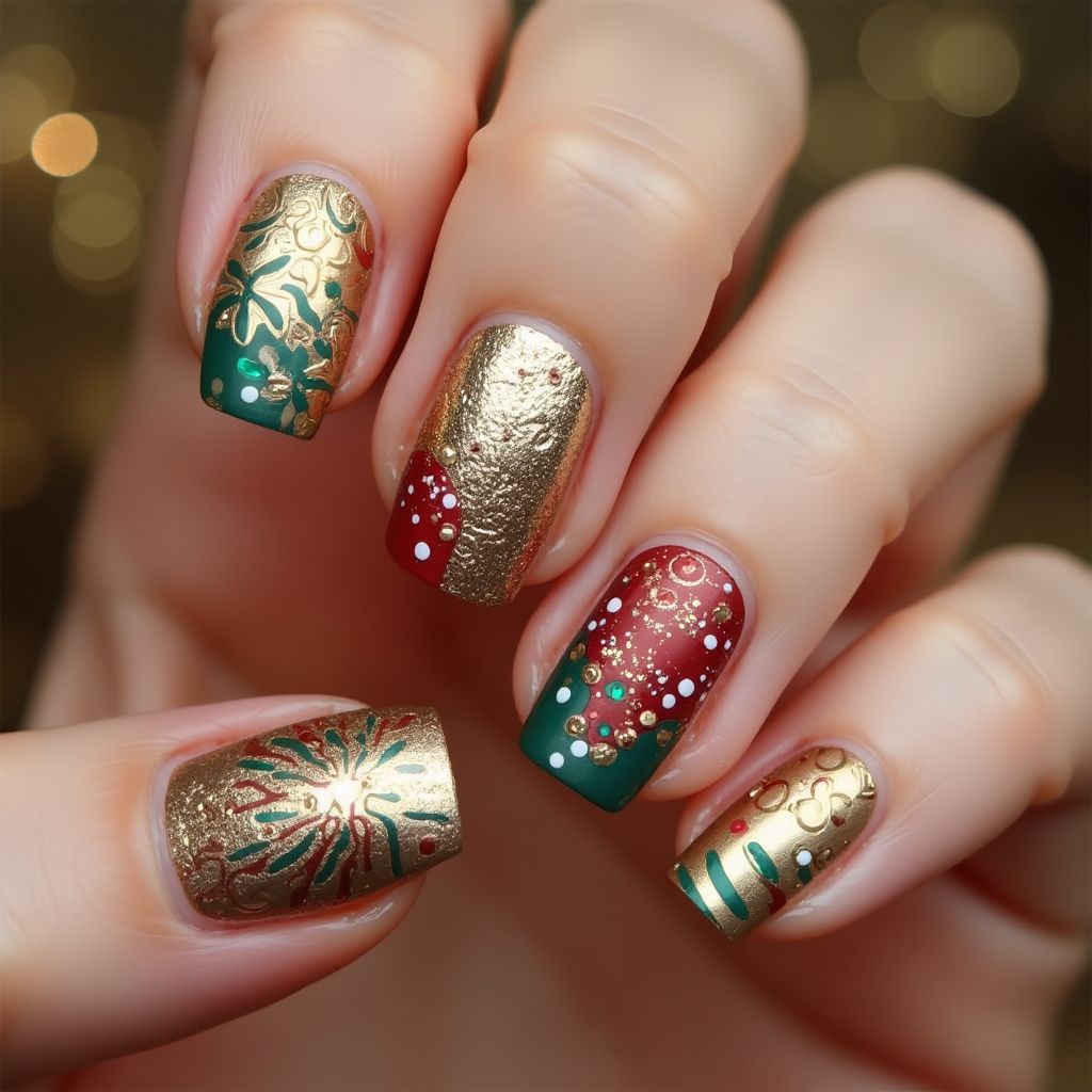 New Year Orangewood Sticks Nail Design