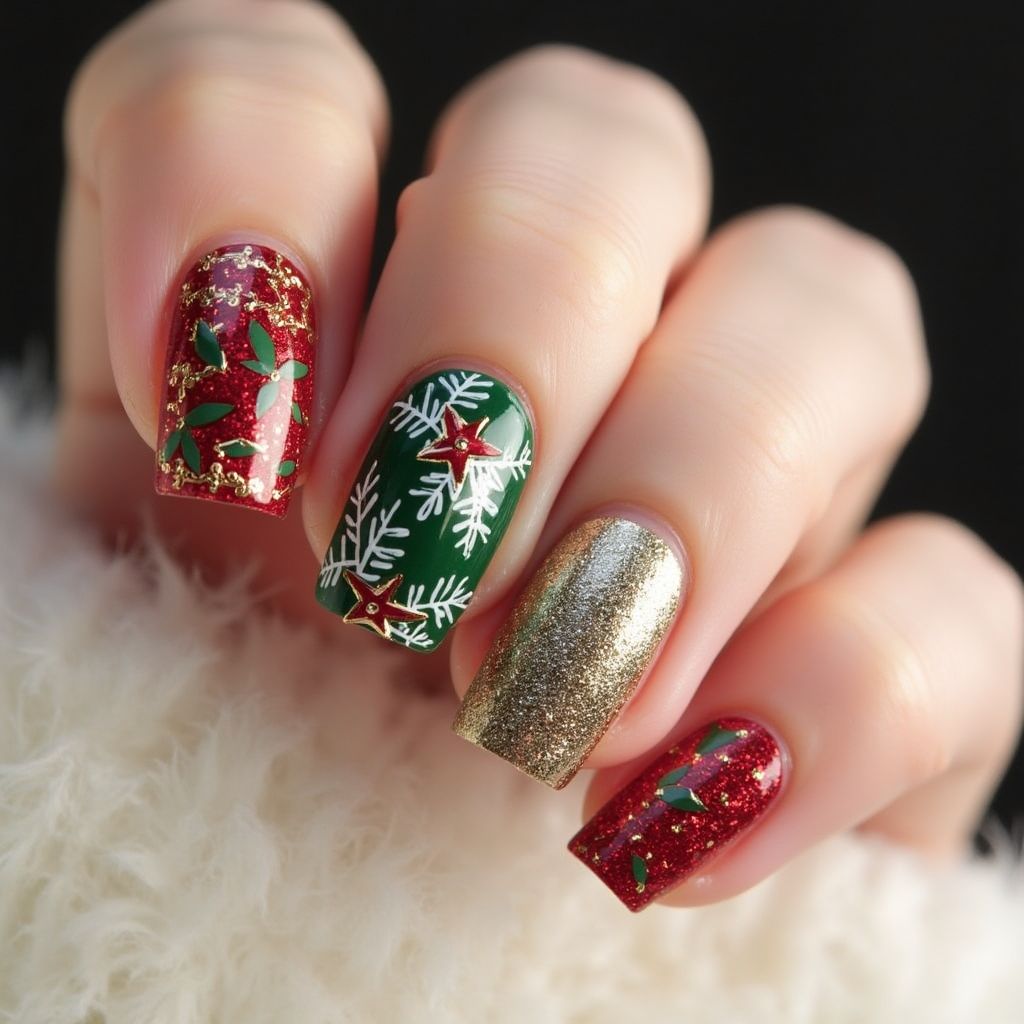 Christmas Nail Foil Nail Design
