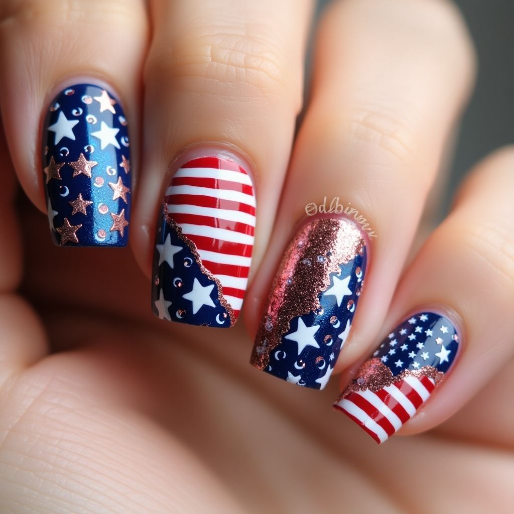 4th Of July 3d Nail Decor Nail Design