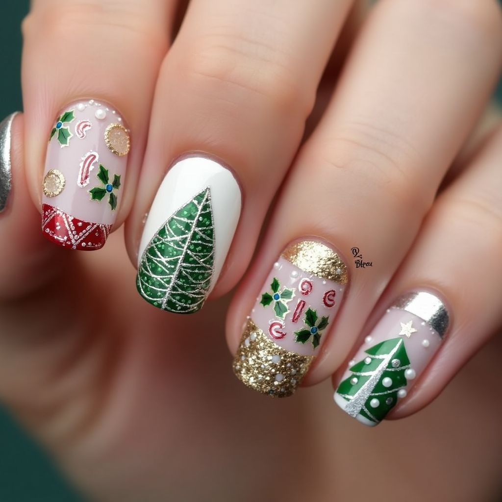 Christmas Top Coat Nail Design