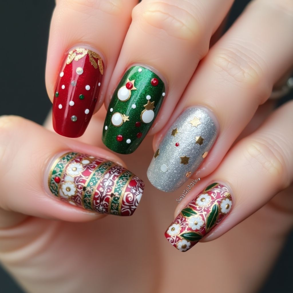 Christmas Gel Polish Nail Design