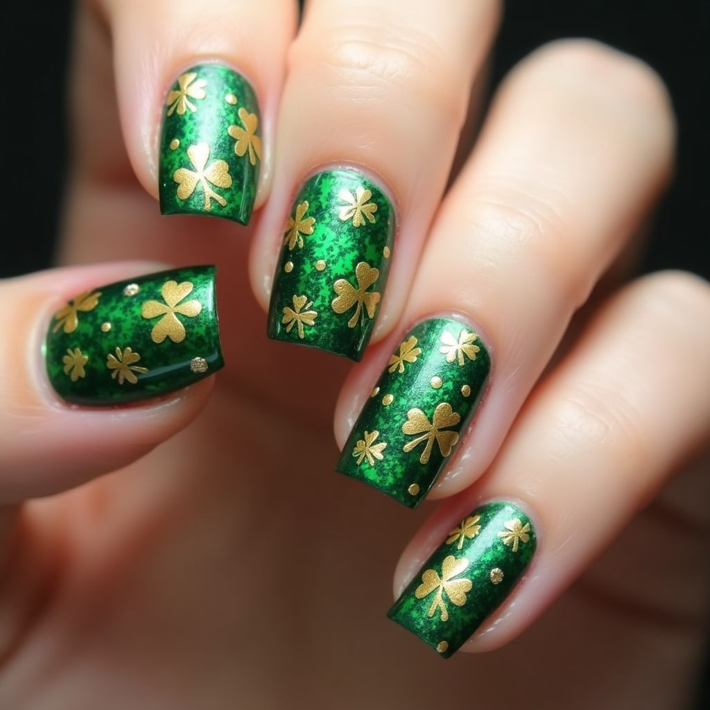 St Patrick's Day Magnetic Polish Nail Design