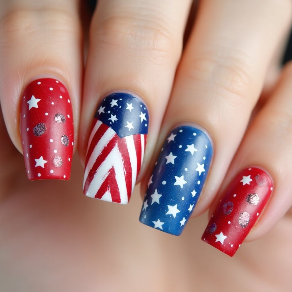 4th Of July Dotting Tools Nail Design