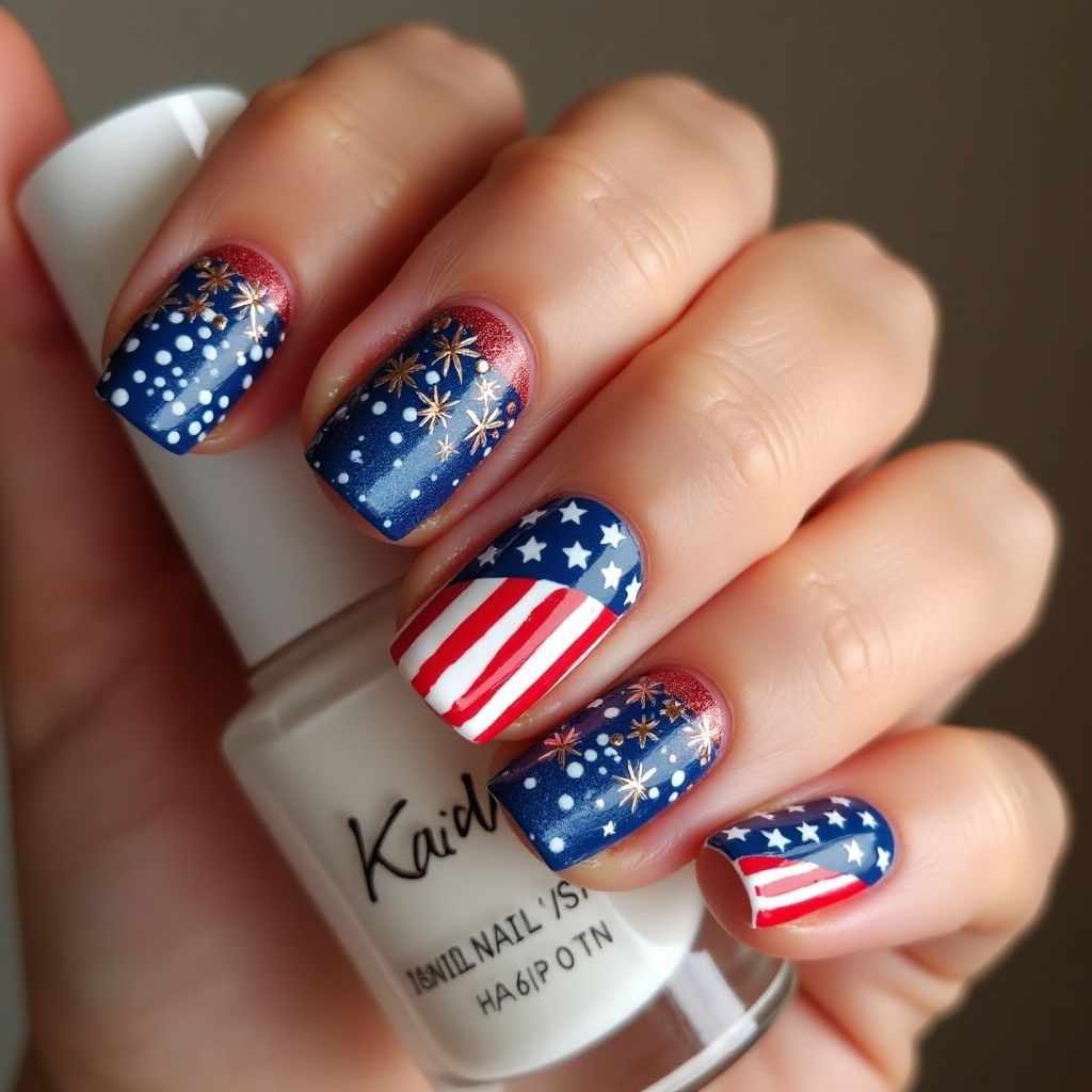 4th Of July Acrylic Colors Nail Design
