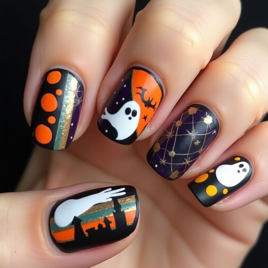 Halloween Striping Tape Nail Design