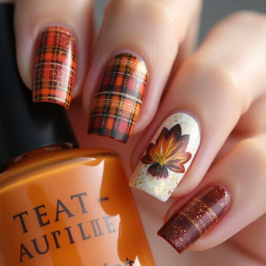 Thanksgiving Base Coat Nail Design