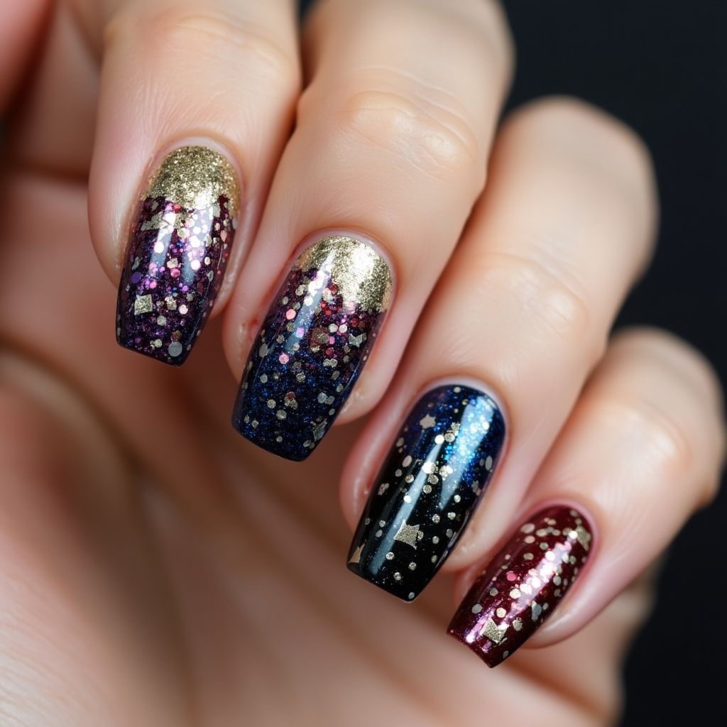 New Year Nail Foil Nail Design