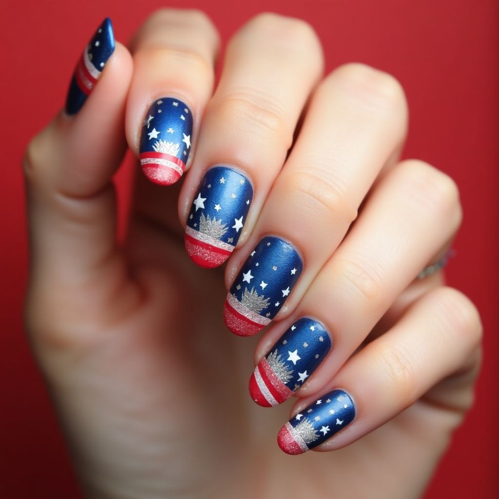 Labor Day Top Coat Nail Design