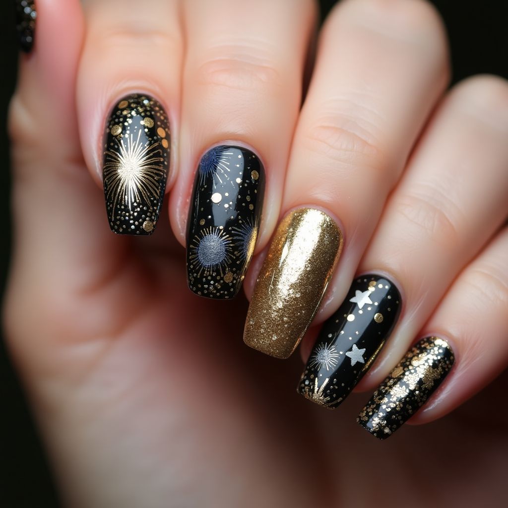 New Year Nail Glue Nail Design
