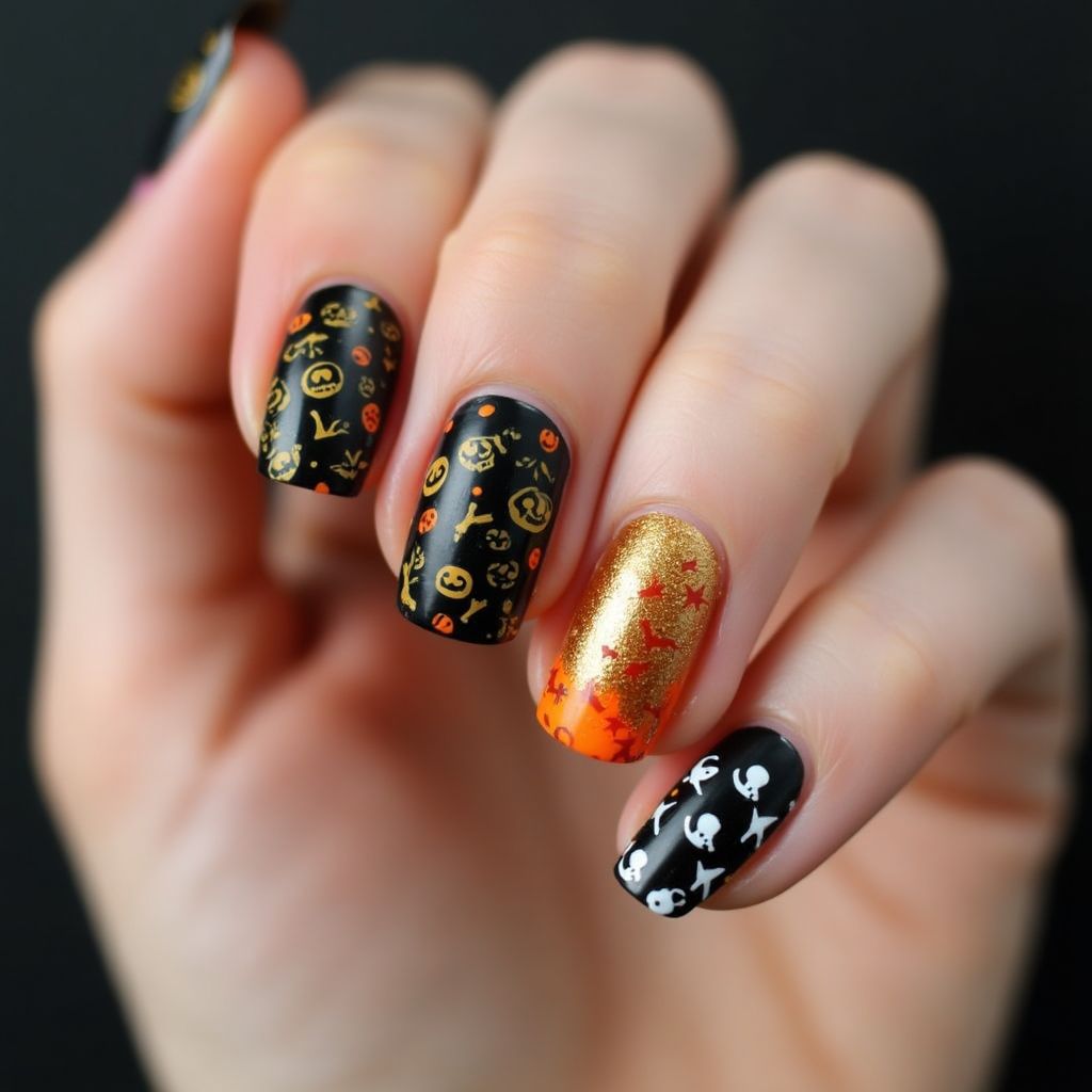 Halloween Striping Tape Nail Design