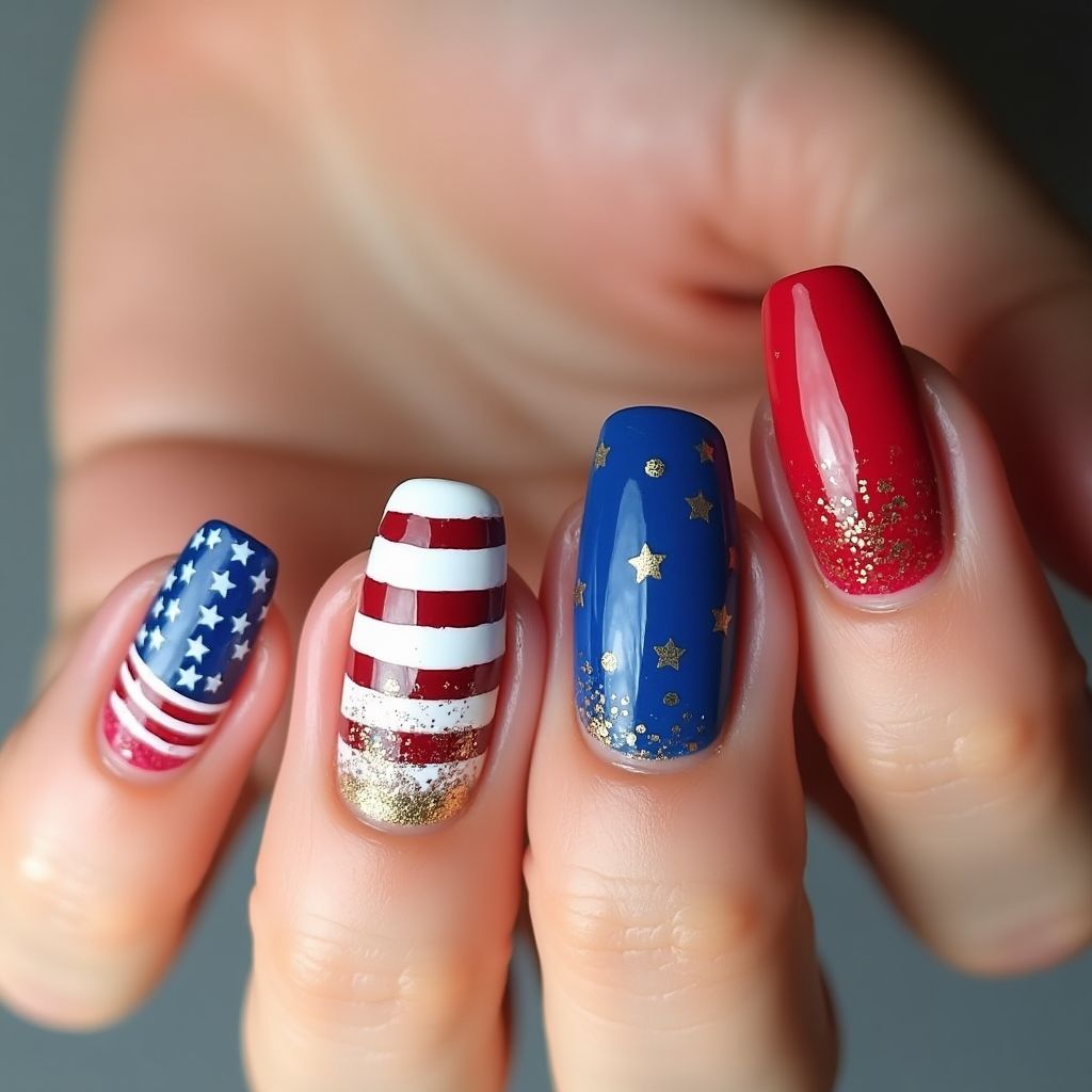 4th Of July Nail Art Brushes Nail Design