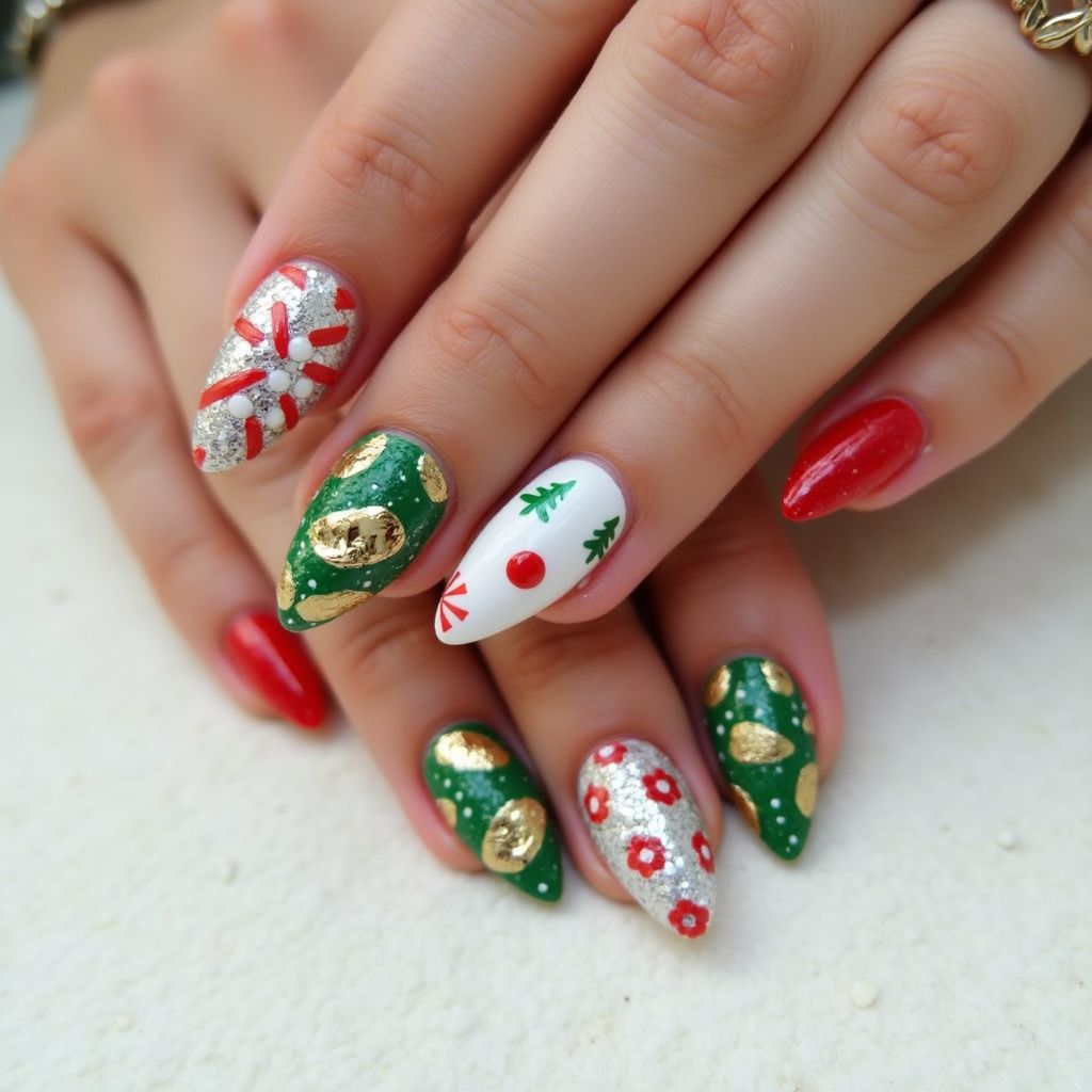 Christmas Toothpicks Nail Design
