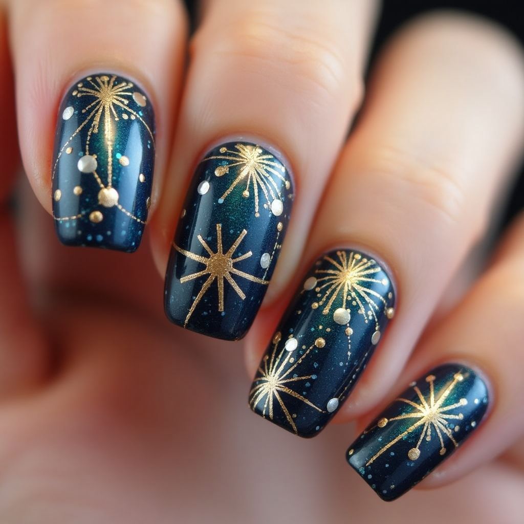New Year Gel Polish Nail Design